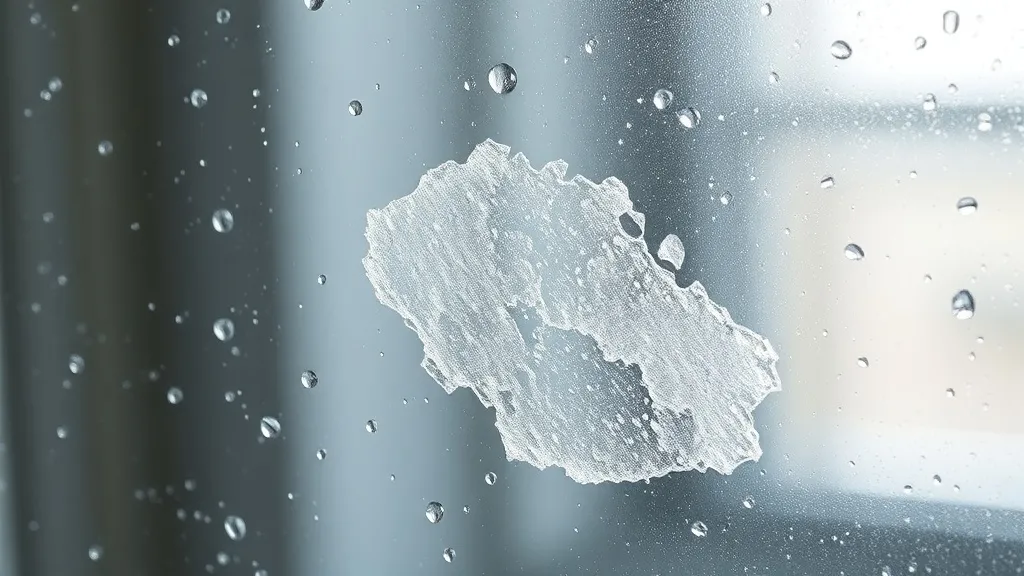 Detalhe de vidro com manchas e estrias de resíduo de limpeza, contrastando com área limpa e transparente.