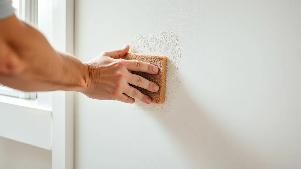 Pessoa lixando reparo em drywall para acabamento invisível